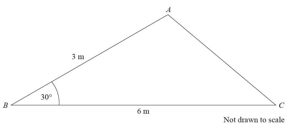Triangle ABC with side AB=3m, BC=6m and angle B=30 degrees