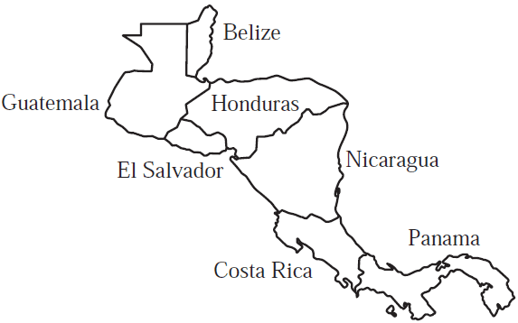 Map of Central America.