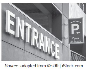 Entrance to a parking garage