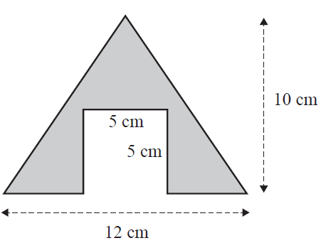 A large triangle with a rectangular section removed from the inside.