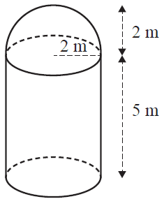 A water tank composed of a cylinder and a hemisphere.