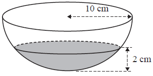 Hemispherical bowl with water