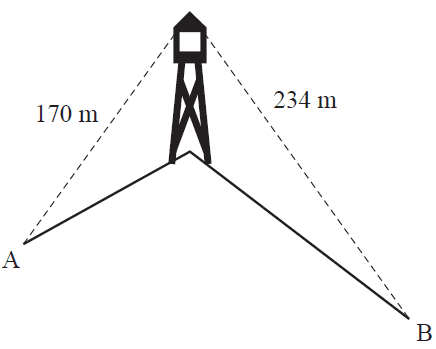 Lookout tower with distances to two landmarks.